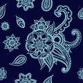 Indian ornament, henna style. Colorful oriental design. Vector pattern in mendi style. Paisley. Royalty Free Stock Photo